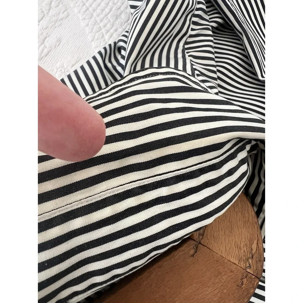 Vintage Ralph Lauren Classic Fit Shirt Mens 16.5 L Black White Stripe Red Pony